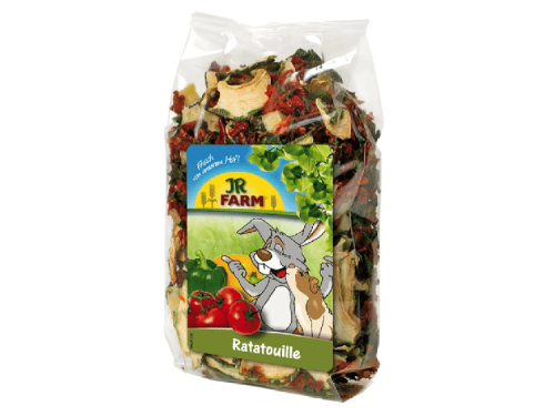 JR FARM Ratatouille til gnavere, blanding af tørrede grøntsager, perfekt som sund snack eller tilføjelse til fodringen af mindre kæledyr.