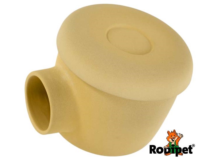 25487 - rodipet® easyclean gobi keramik hus 5 | gnavernes univers Rund legetunnel i lys beige til gnavere, designet som et trygt gemmested. Ideel til hamstere og mus, fremstillet af slidstærkt materiale fra robipet. | gnavernes univers
