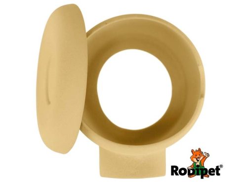 Håndlavet sandfarvet skål til gnavere fra Rodipet, perfekt til foder eller vand. Designet for at være let at rengøre og sikre en behagelig spiseoplevelse for mindre kæledyr.