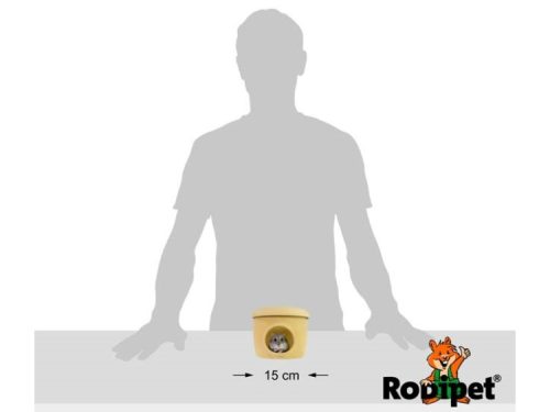 Gul hulahopring til gnavere fra Rodipet, designet til at give små kæledyr et sikkert og hyggeligt sted at gemme sig, med en diameter på 15 cm.