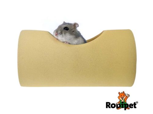 Gul tunnel til gnavere fra Robipet, ideel til hamstere og andre mindre kæledyr, som tilbyder skjulesteder og legemuligheder.