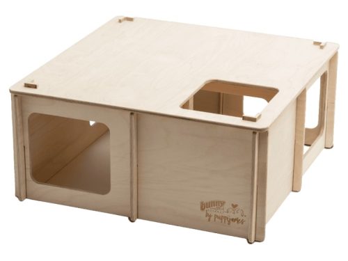 Bunny hule til gnavere fra puppijoe, lavet af naturligt træ med åbninger til leg og skjul. Ideel til kaniner og mindre kæledyr. | gnavernes univers