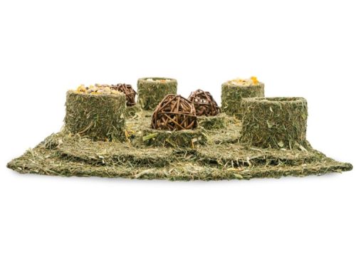 Naturligt legetøj til gnavere, bestående af halm, græs og flettede kugler, ideelt til leg og aktivitet for små kæledyr. Perfekt til at stimulere gnaveres nysgerrighed og bidrage til deres velvære.