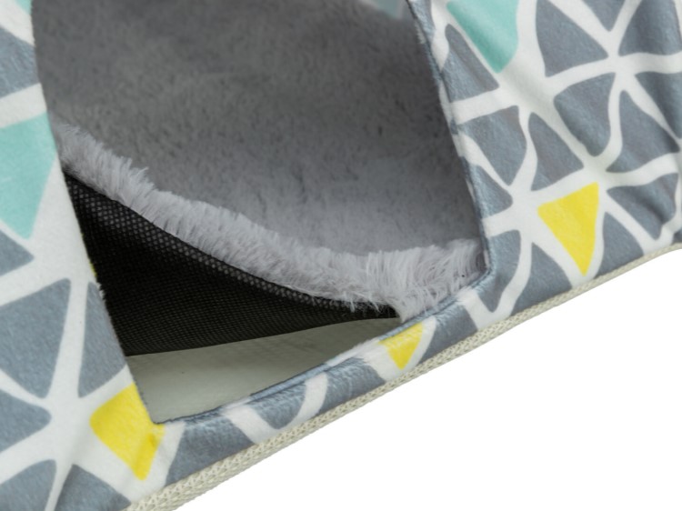 Tx62684 wigwam sunny 37x35x37 cm 3 | gnavernes univers Sofaseng til gnavere med farverigt mønster og blødt indvendigt stof, ideel til små kæledyr som hamstere og mus. Designet sikrer komfort og sikkerhed for dit kæledyr. | gnavernes univers