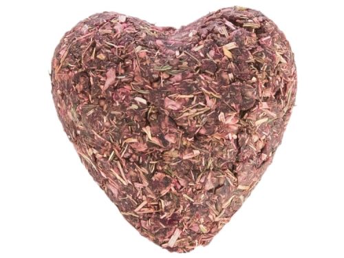 Hjerteformet godbid til gnavere, lavet af naturlige ingredienser som urter og blomster, ideel til mindre kæledyr som hamstere og mus. Perfekt til at forkæle dit kæledyr med en sund snack.