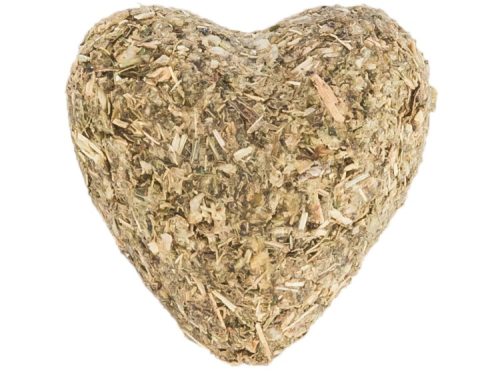 Hjerteformet høblok til gnavere, ideelt som sund snacks og aktivitetslegetøj til mindre kæledyr. Perfekt til at fremme naturlig tyggeadfærd og give en sjov oplevelse.