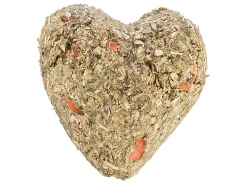 Hjerteformet snack til gnavere lavet af naturlige urter og grøntsager, ideel til at forkæle mindre kæledyr som hamstere og marsvin.