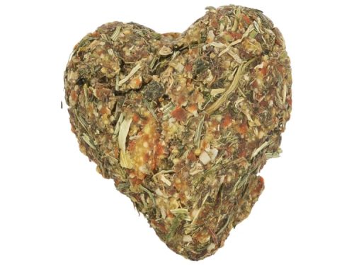 Hjerteformet snack til gnavere, lavet af naturlige ingredienser og grøntsager, perfekt til at forkæle dit kæledyr. Ideel som belønning eller sundt tilskud til kosten.