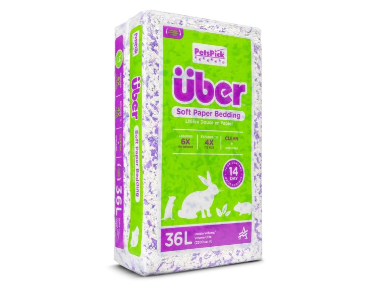 Über lilla-hvid lavendel 36l | gnavernes univers Petspick über soft paper bedding til gnavere og mindre kæledyr, 36l pakke, støvtæt og absorberer 6 gange sin vægt, udvider til 4 gange sin størrelse, ideel til rent og komfortabelt burmiljø i op til 14 dage. | gnavernes univers