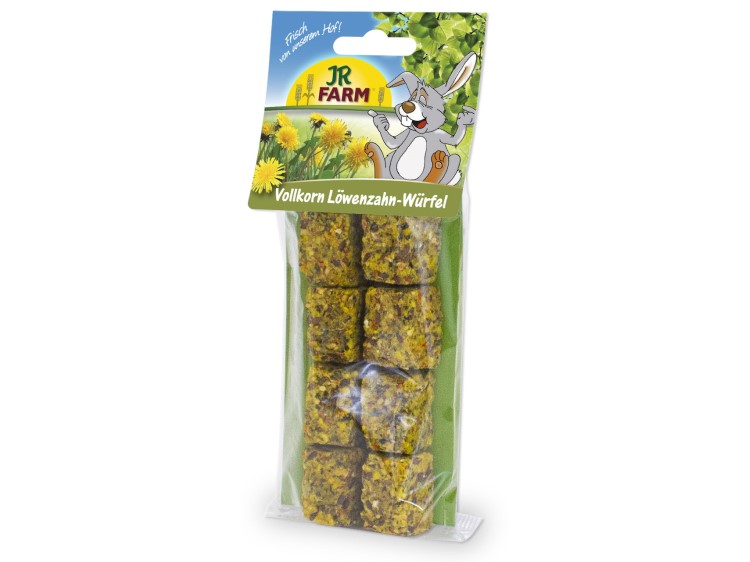 Jr07040 - jr farm fuldkorns mælkebøtteterninger 90g | gnavernes univers Vollkorn löwenzahn-würfel fra jr farm, sund snacks til gnavere, pakket i en praktisk pose med flere stykker. Ideel til hamstere, marsvin og kaniner. | gnavernes univers