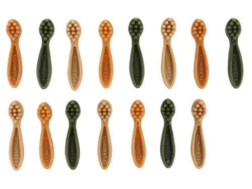 Flamingo tandbørster til gnavere i forskellige farver, ideelle til tandpleje og aktivitet for små kæledyr.